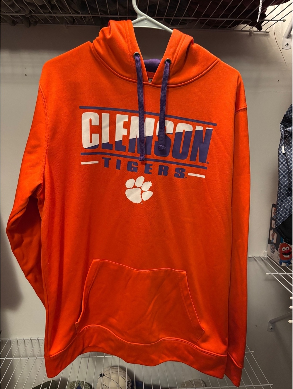 Clemson Tigers Orange Hoodie Sweatshirt Size Large